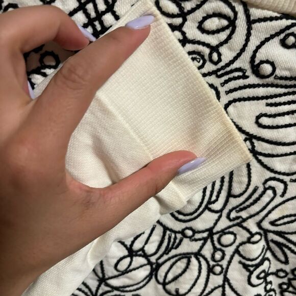 Tory Burch Embroidered Scribble Doodle Graphic Floral Sweater- Size Small - Picture 9 of 10